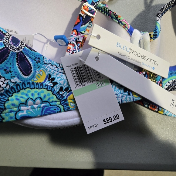 NWT Women's BLEU ROD BEATTE Bikini Top Multi-Color Size 34D - Picture 7 of 8